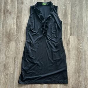 Tee2Sea Black Ruffle Neck V-Notch Dress with Pockets Size Small